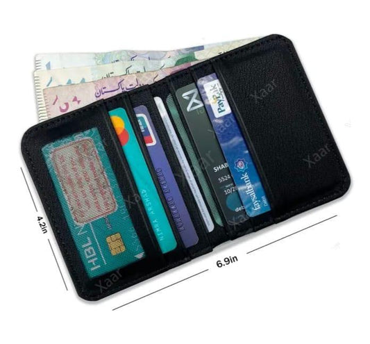 Black Leather Wallet for Men Multiple Card Slots Cash Pocket Lightweight